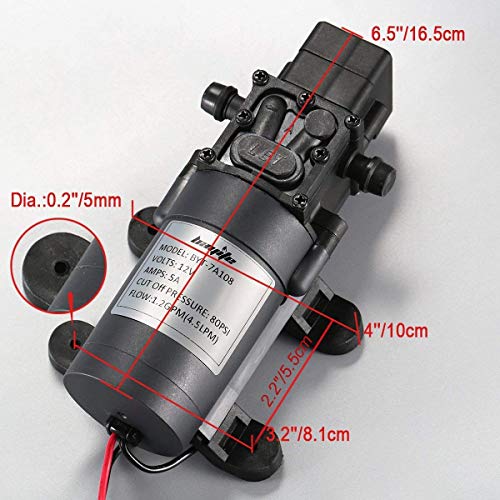 12V DC Water Transfer Pump 4.5 L/Min 1.2 GPM 80 PSI