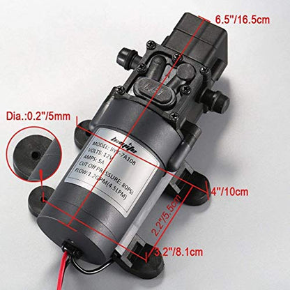 12V DC Water Transfer Pump 4.5 L/Min 1.2 GPM 80 PSI