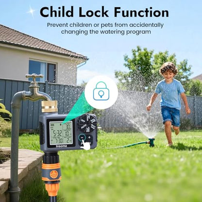 Sprinkler Timer with Brass Inlet, Water Timer for Garden Hose with Auto/Manual/Rain Delay Mode, Easy Setup Hose Timers for Lawn, Garden, Vacation Watering,1 Outlet - size: 1-Zone-T