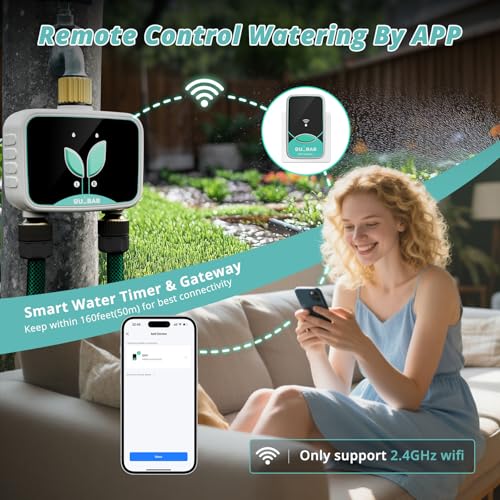 QUOBAS WiFi Water Timer for Garden Hose, 2 Zone Brass Smart Sprinkler Timer - size: Smart Timer 2 zone