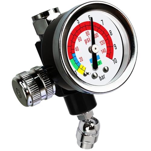 LE LEMATEC Air Pressure Regulator with Gauge for HVLP Paint Spray Guns - size: Small In-line