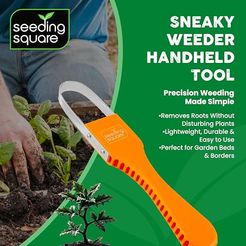 Seeding Square Sneaky Weeder + Row Seeder Bundle – Garden Weeding Tool, Row Maker & Seed Spacing Template for Raised Bed & Vegetable Gardening