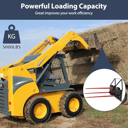 GarveeLife Spear 49" Bale Spear 4000 lbs Capacity, Bale Spike Quick Attach Square Hay Bale Spears, Hay Handing Equipment Fit for Bobcat Tractors, Red Coated Bale Forks for Kubota Bobcat Tractor Loader