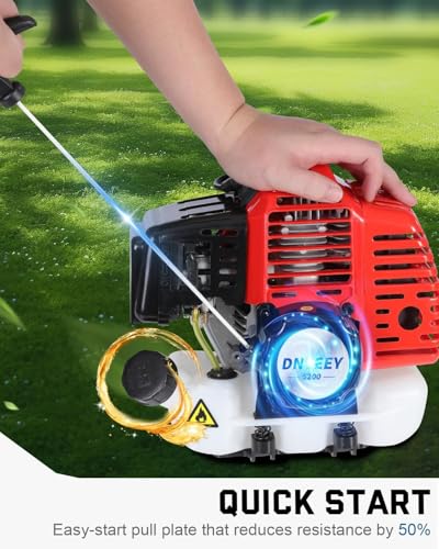 52cc Weed Wacker Gas Powered, 2 in 1 Gas String Trimmer/Edger Brush Cutter,Multi Yard Care Tools,Rubber Handle & Shoulder Strap Included, Lightweight Design Red