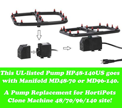 Clone Machine Pump Replacement, water pump for Cloning Machine 48/70/ 96/140 Site or DIY Aeroponic Cloners