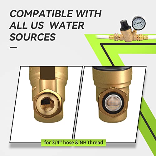 RVMATE RV Water Pressure Regulator, Lead-Free Brass - size: Adjustable 1.0