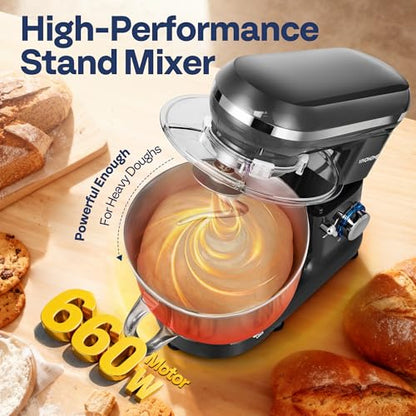 VIVOHOME Stand Mixer, 6-Quart Tilt-Head Kitchen Mixer with Bowl, Gray - color: Gray