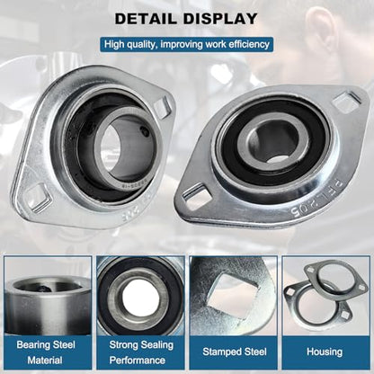 2 Pack SBPFL205-16 Pillow Block Bearings 1" Bore Bearing Units Steel Flange Mounted Bearing Housing Pressed Steel Flange Bearing (SBPFL205) - style: SBPFL205-16