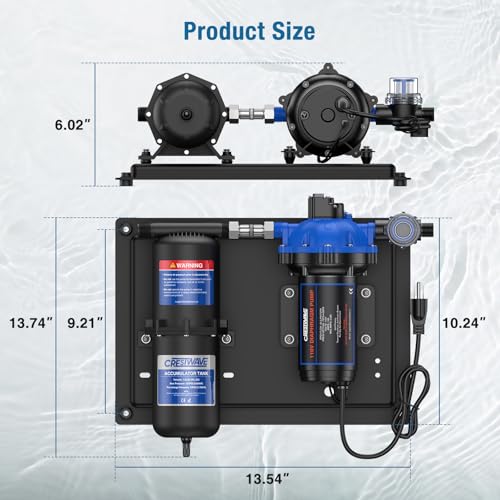 CrestWave 110V RV Water Pump with 1L Accumulator Tank - 7 GPM, 70 PSI