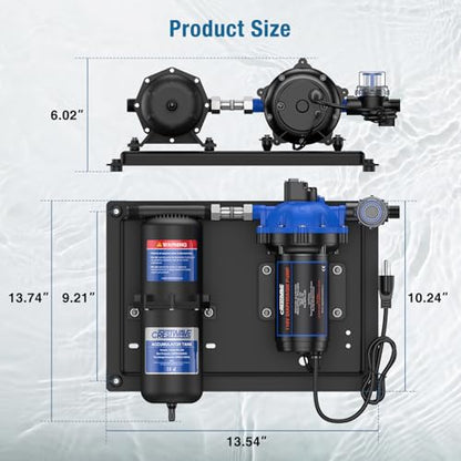 CrestWave 110V RV Water Pump with 1L Accumulator Tank - 7 GPM, 70 PSI