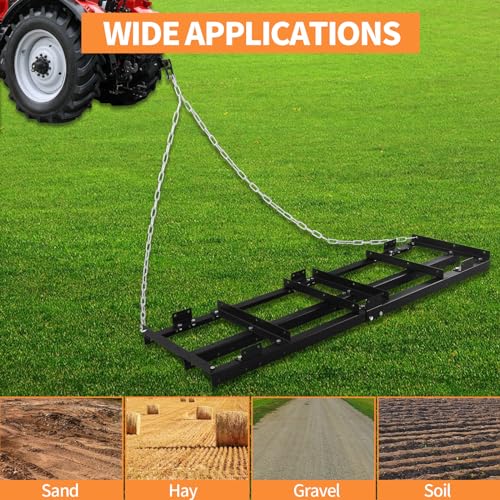 6FT Tow Behind Drag Harrow Driveway Grader Landscape Rake - size: 6FT