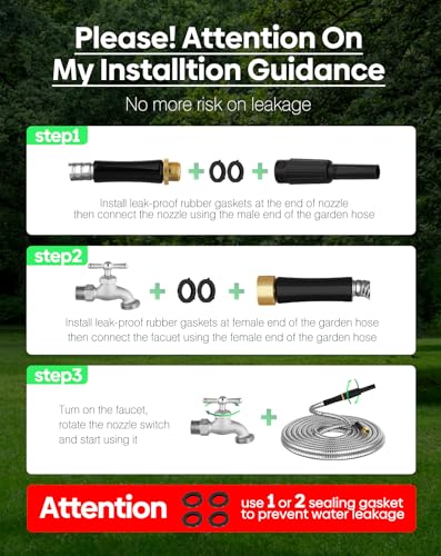 Short Metal Garden Hose 1 ft Connector, Stainless Steel Small Hose Extension Adapter for Hose Reel, Long, Flexible, Lightweight & Heavy Duty Water Pipe, No Kinking Outdoor Water Hose for Yard, 1 Foot - size: 1ft Male to Female