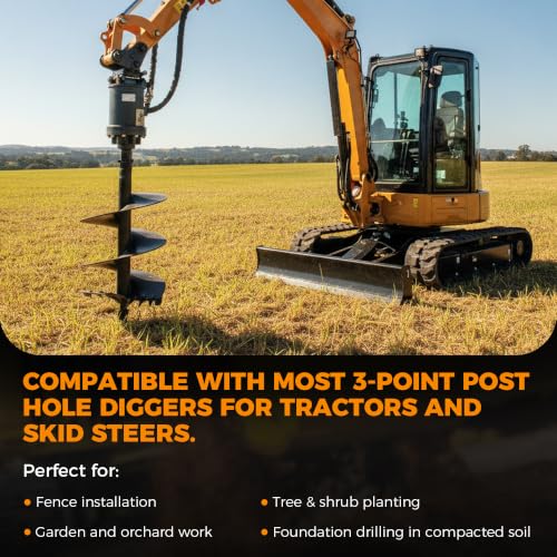 BDI Wear Part 3 Point Auger Cutting Edge, Hole Replacement Auger Teeth with Hardware for Most Heavy Duty 3 Point Post Hole Digger-4Pack