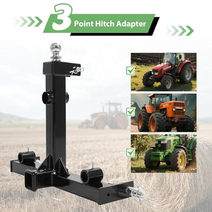 Wutist 3 Hitch Adapter Compatible with All Category 1 Tractors