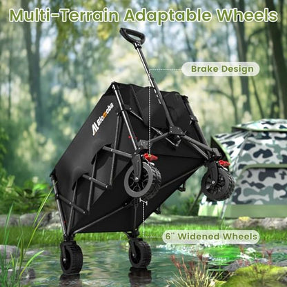 Blomoba Foldable Wagon, 220Lbs Capacity Utility Cart with Wide Wheels - color: Black, size: 150L