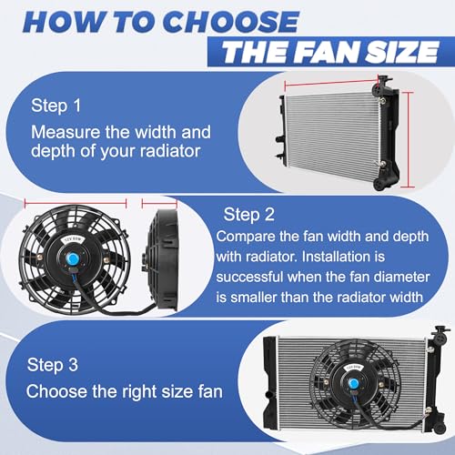 10 Inch 10” Black Universal Electric Radiator Slim Fan 12V 80W High Performance Cooling Push Pull w/Mounting Kit 2PCS - size: 10” 2PCS