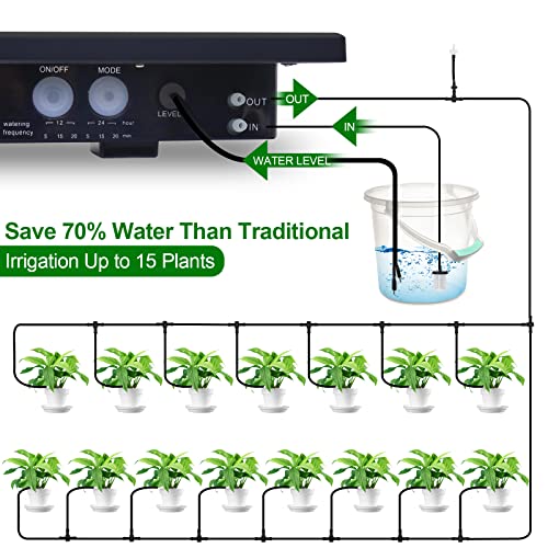 RISINGUP Solar Drip Irrigation System for 15 Potted Plants Outdoor Garden - size: 15 pots