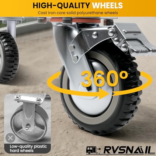 Heavy-Duty Trailer Dolly – 20,000 lbs Load, 3,500 lbs Tongue Weight, 360° Swivel Wheels with Brake, 2" & 2-5/16" Hitch Balls, Manual Trailer Mover for RV, Boat, Camper, Jet Ski, Motorcycle