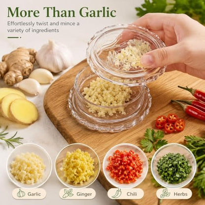 Transparent Manual Garlic Twist, Multi-Functional Mincer & Grinder for Garlic, Onion, Ginger, Herbs, Nuts, Impact Resistant Kitchen Gadget & Home Accessory
