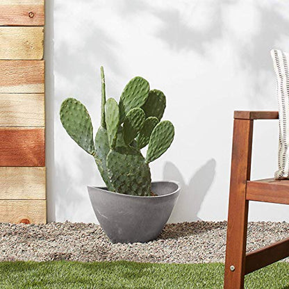Arcadia Garden Products PSW Pot Collection YB41CT Plastic/Stone/Wood Composite Curved Planter Pot – No Drainage Hole (Drillable), for Indoor and Outdoor Plants and Gardens, 16-inch, Cement Gray - color: Cement Gray