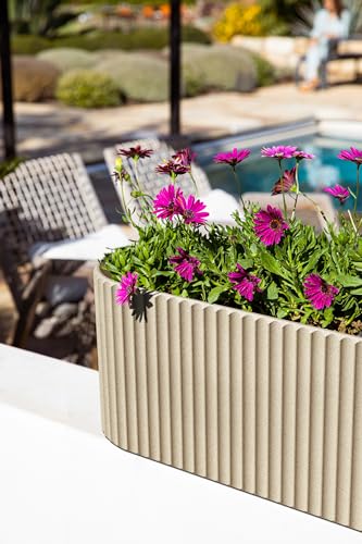 Veradek Demi Series Window Box Planter - Round Outdoor Planter - color: Sand, size: 36 inch - 2 Pack
