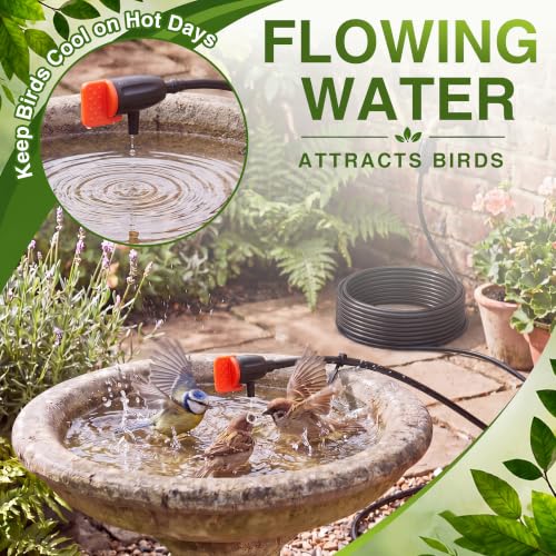 Saillong 36Ft Bird Bath Dripper Kit, Adjustable Outdoor Drip, No Bracket - size: 33 ft Water Pipe, style: No Bracket