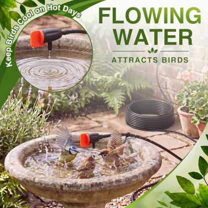 Saillong 36Ft Bird Bath Dripper Kit, Adjustable Outdoor Drip, No Bracket - size: 33 ft Water Pipe, style: No Bracket