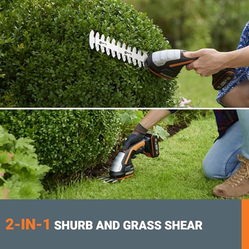 WORX Cordless Grass Shear & Shrub Trimmer, 20V 4" + 8" Bush Trimmer, WG801 - style: 8" 20V Shrubber Trimmer w/(1)2.0Ah Battery