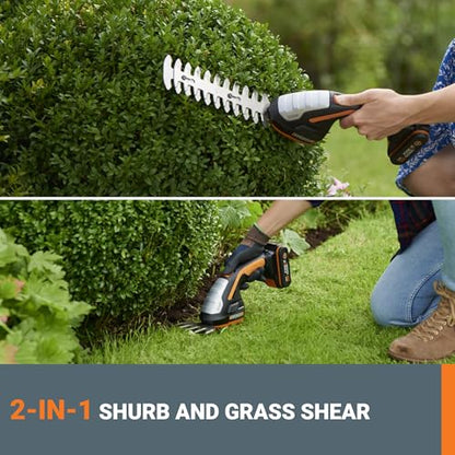 WORX Cordless Grass Shear & Shrub Trimmer, 20V 4" + 8" Bush Trimmer, WG801 - style: 8" 20V Shrubber Trimmer w/(1)2.0Ah Battery