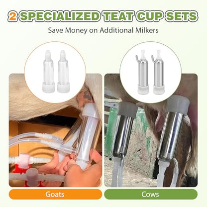 Upgraded 2-in-1 Goat Milking Machine 7L, Vacuum Pulsation Milker