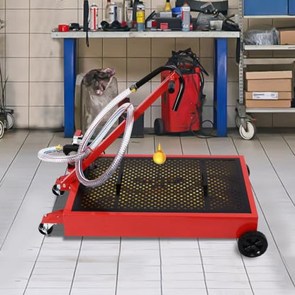 17 Gallon Oil Drain Pan with 120W Electric Pump & 8 Ft Hose Low Profile Oil Drain Tank Oil Drain Cart with Foldable T-Handle, Oil Change Pan for Car, SUV, Truck - size: C-17 Gallon Oil Drain Pan 120W Electric Pump