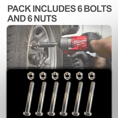 Grade 5 Shear Bolts with Nylock Nuts for Rotary Cutter,Tractor Gearbox - 6 Pack (Grade 5:1/2" X 3-1/2")