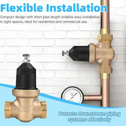 3/4" NR3XL Pressure Reducing Valve for Zurn Wilkins 34-NR3XLDU, No Lead Water Pressure Regulator for Home, 3/4" Pressure Reducing Valve with Double Union FNPT Connection, Complete Accessories - size: 0.75 Inch