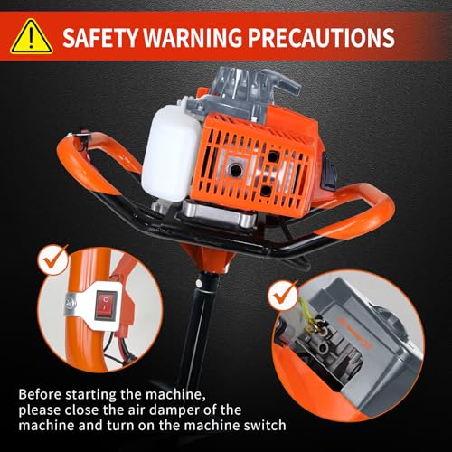 85cc Auger Post Hole Digger Gas Powered Earth Digger 2-Stroke Petrol - size: 85cc+3 auger(4"8"12")+2 Ext(24"24")