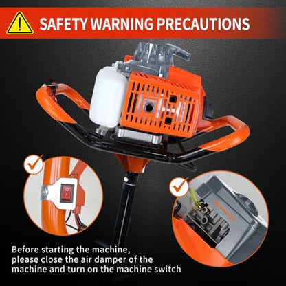 85cc Auger Post Hole Digger Gas Powered Earth Digger 2-Stroke Petrol - size: 85cc+3 auger(4"8"12")+2 Ext(24"24")