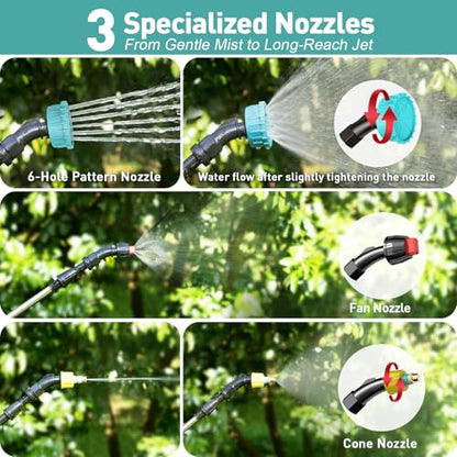 Battery Powered Garden Sprayer 1.8 Gallon, Lightweight 3 Nozzles,5 Patterns - size: 1.8gal