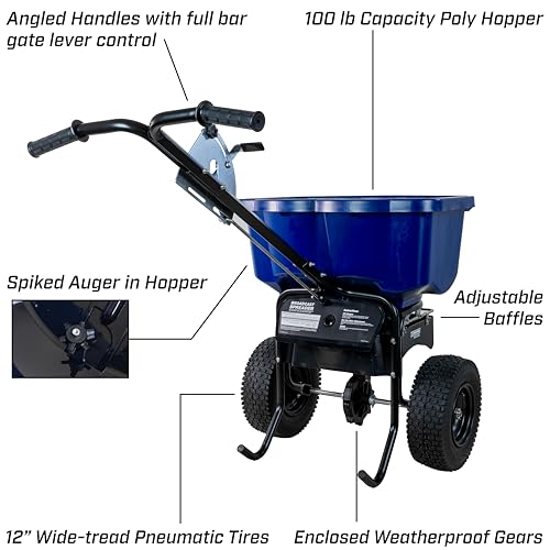 CHAPIN 88400B SaltPro 100 lb Contractor Salt Spreader, 12" Tires, Ice Melt - size: 100Lbs, Contractor