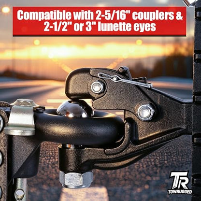 Adjustable Pintle Hitch Combination, 2" Receiver, 2-5/16" Ball - size: 2" Receiver
