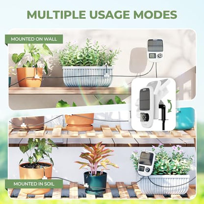 HIRALIY Solar Automatic Drip Irrigation System, Solar Powered Watering Device with Timer for Pots Plants, Drip Emitter Stake, with USB Port, for Indoor Irrigation Kit
