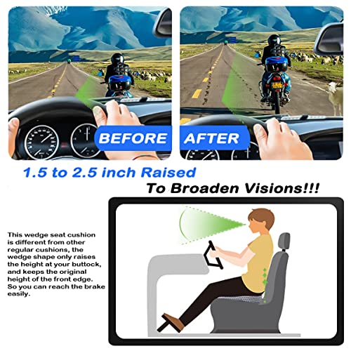 Car Wedge Seat Cushion for Car and Truck Seat Office Chair Wheelchair - Memory Foam Seat Pad for Sciatica Tailbone Pain Relief - color: Black
