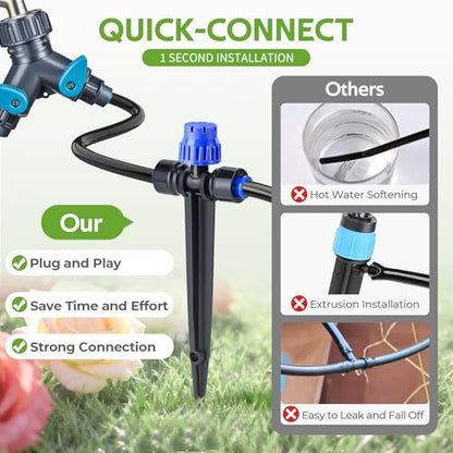HIRALIY 80ft Push-to-Connect Drip Irrigation Kit