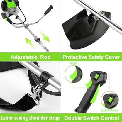 58CC Gas Powered Weed Eater, 4 in 1 String Trimmer, Green - color: Green