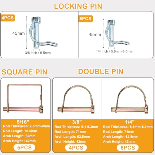 242 PCS Hitch Pins Assortment Kit – Heavy Duty R Clips, Cotter Pins, Lynch Pins & PTO Pins for Tractor, Trailer, Truck, Lawn Mowers, Farm Equipment, 3-Point Hitch Accessories