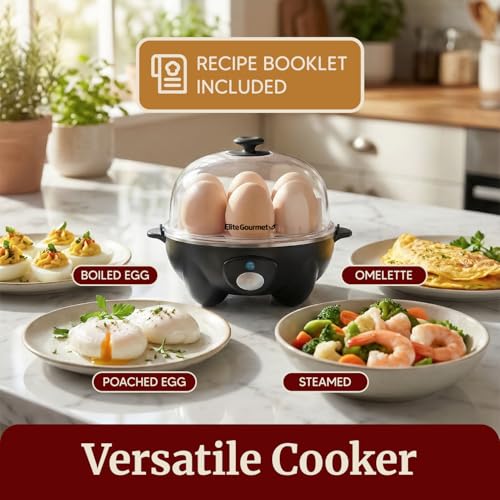 Elite Gourmet EGC-007B Rapid Egg Cooker, 7-Egg Poacher/Omelet Maker, Black - color: Black
