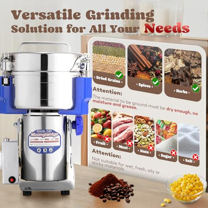Moongiantgo 1500g Commercial Spice Grinder 3000W Grain Grinder Mill, 110V - size: 1500g Swing Type