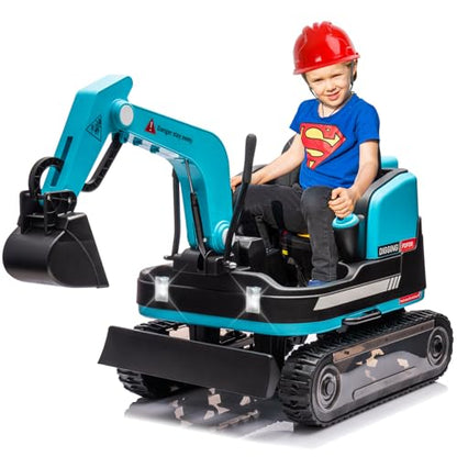 JOYLDIAS 360 Degree Rotating Ride On Excavator and Bulldozer - color: Blue