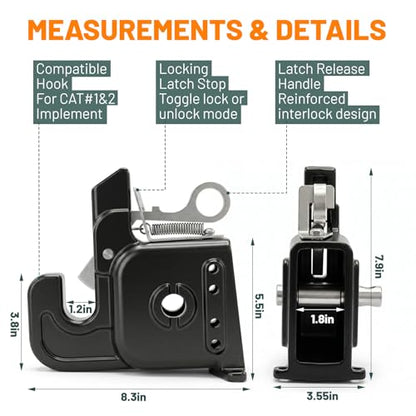 2026 Upgraded Cat 1&2 Tractor Easy Change Quick Hitch System, 3-Point Hitch - color: Black