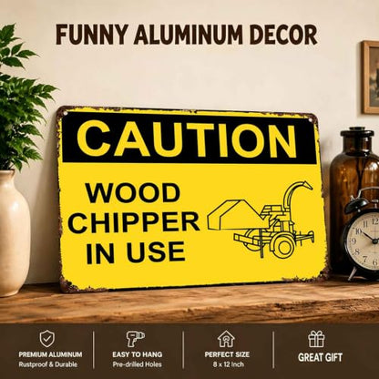 Caution Wood Chipper In Use Vintage Metal Signs 8x12 Inch