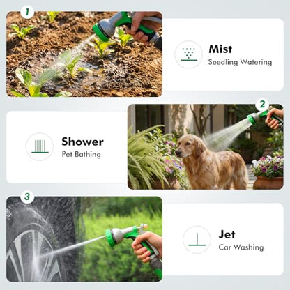 RESTMO Garden Hose Nozzle Heavy Duty, Rear Trigger Water Sprayer, Green - color: Green