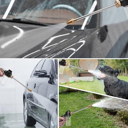 High Pressure Hose Nozzle with Soap Dispenser, Metal Foam Sprayer - color: Silver